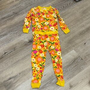 Little Sleepies Floral Yellow Pajama 2 Piece Set Size 2T